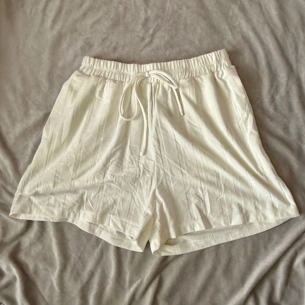 ILLA ILLA Ribbed‎ Lounge Shorts Women S White NEW Drawstring